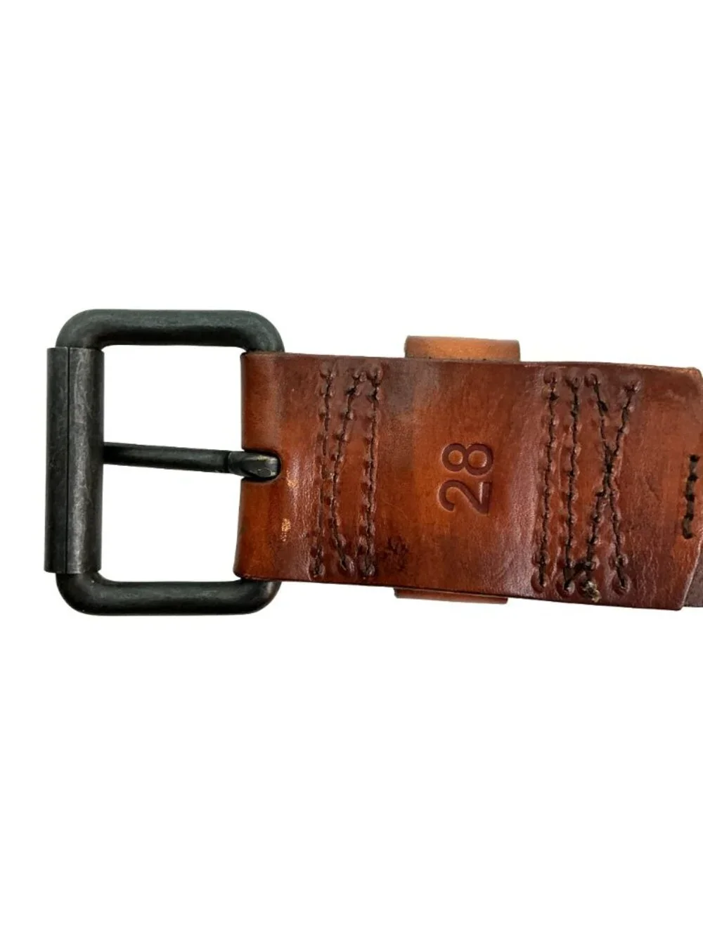Hollister Wide Genuine Leather Roller Buckle Belt Mens 28 Brown